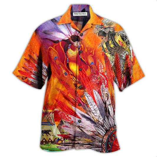 Bohemian Red American Amazing Fire Hawaiian Shirt Artwork View For Coastal Escapes And Resort Style