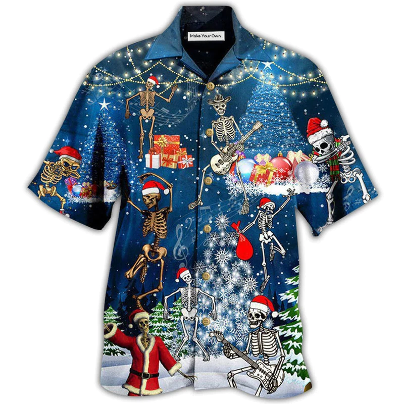 Skull Christmas Raymas Hawaiian Shirt Design View For Casual Summer Styling