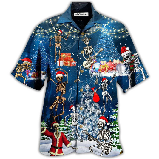 Skull Christmas Raymas Hawaiian Shirt Design View For Casual Summer Styling