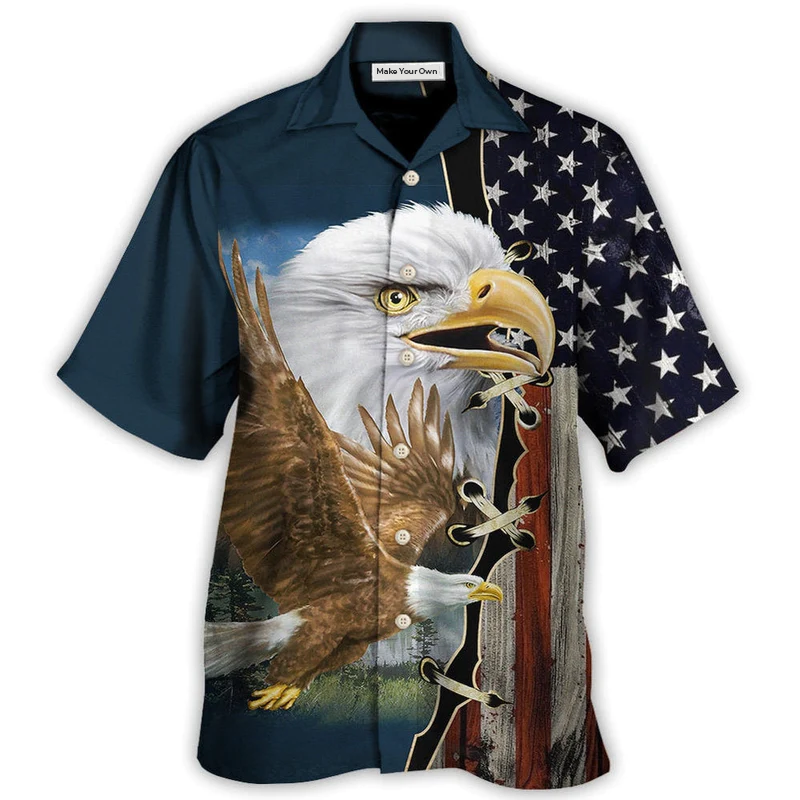 Eagle American Wildlife Faith Hawaiian Shirt For Summer Events And Casual Outdoor Wear