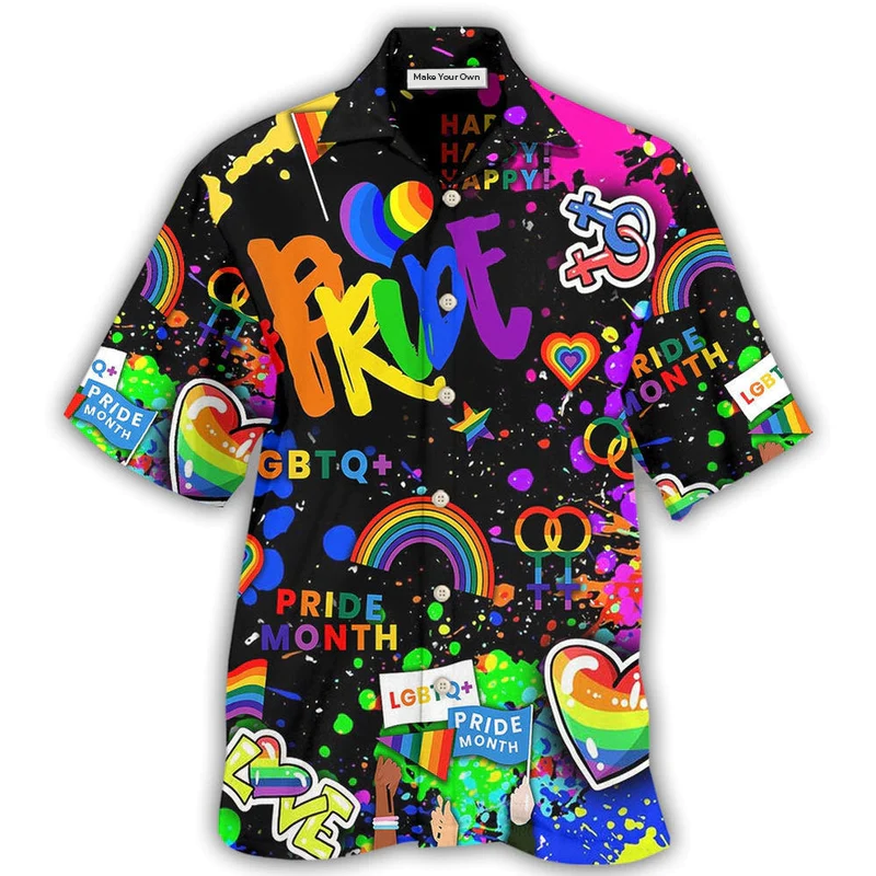 Rainbow Pride Hawaiian Shirt Artwork Detail For Tropical Trips And Casual Outings