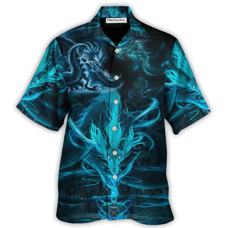 Blue Dragon Lighting Witch Hawaiian Shirt Pattern View For Relaxed Warm Weather Outfits
