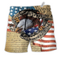 American Freedom Courage Classic Hawaiian Print Beach Shorts For Warm Weather Holiday Style