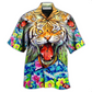 Floral Tiger Hawaiian Shirt For Beach Parties Vacation Travel And Relaxed Casual Style