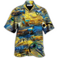 Yellow Saxophone Music Peace Hawaiian Shirt Design View For Casual Summer Styling