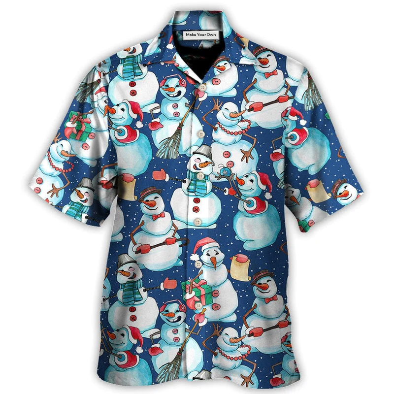 Happy Snowman Christmas Hawaiian Shirt For Beach Parties And Weekend Getaways