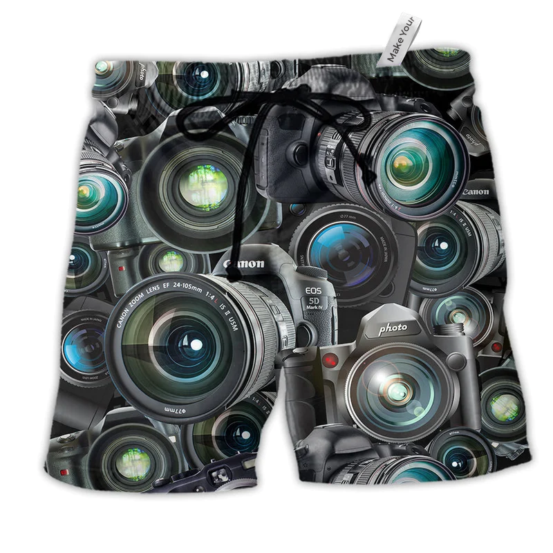Camera Look Through Cameras Dark Hawaiian Print Beach Shorts For Warm Weather Trips And Everyday Use