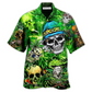 Cute Green Skull Hawaiian Shirt For Island Trips Summer Gatherings And Comfortable Daily Wear