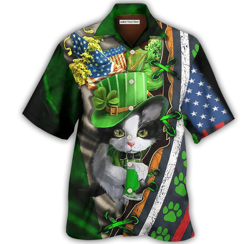 Black Cat Irish Party Show Hawaiian Shirt For Warm Weather Adventures And Everyday Comfort
