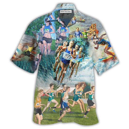 Marathon Running Hawaiian Shirt For Resort Getaways Summer Adventures And Casual Gifting