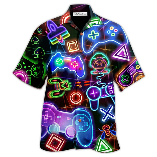 Neon Game Hawaiian Shirt For Summer Vacation And Beach Travel