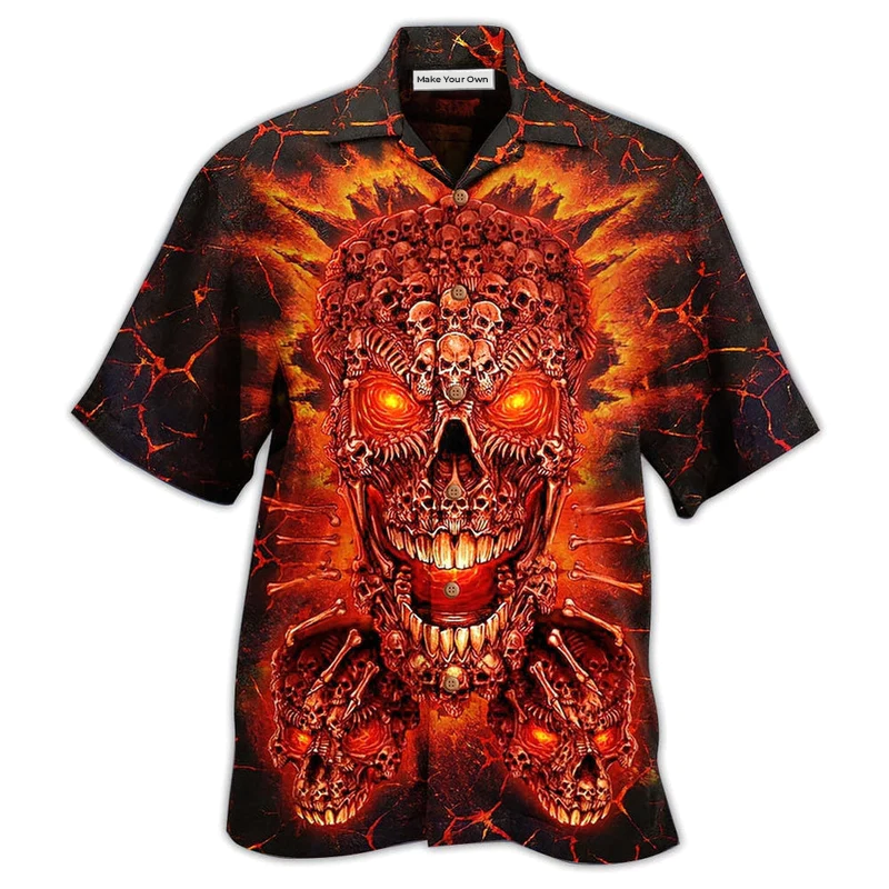 Flame Cute Skull Hawaiian Shirt For Warm Weather Adventures Parties And Daily Comfort