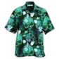 Green Skull Fish Hawaiian Shirt Pattern Detail For Summer Holidays And Outdoor Fun