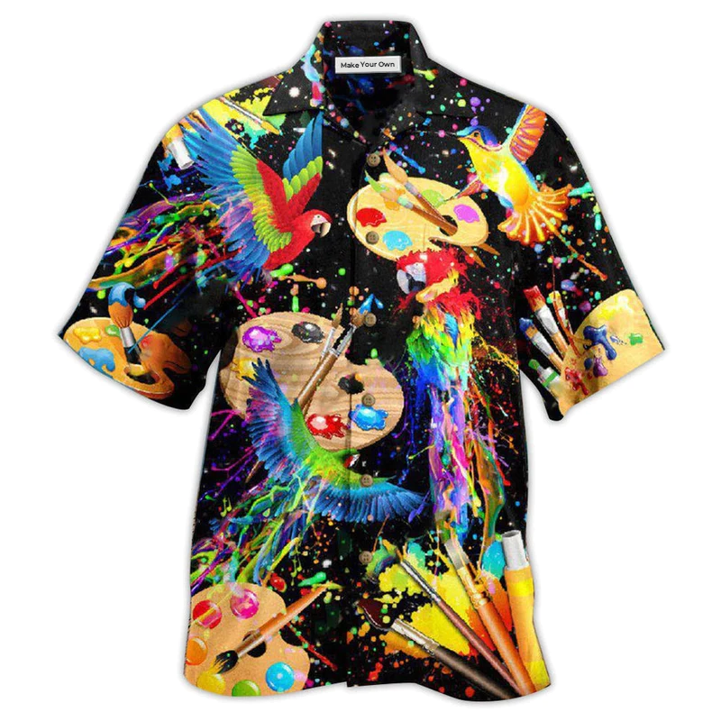 Watercolor Dreamy Parrot Hawaiian Shirt For Summer Events And Casual Outdoor Wear