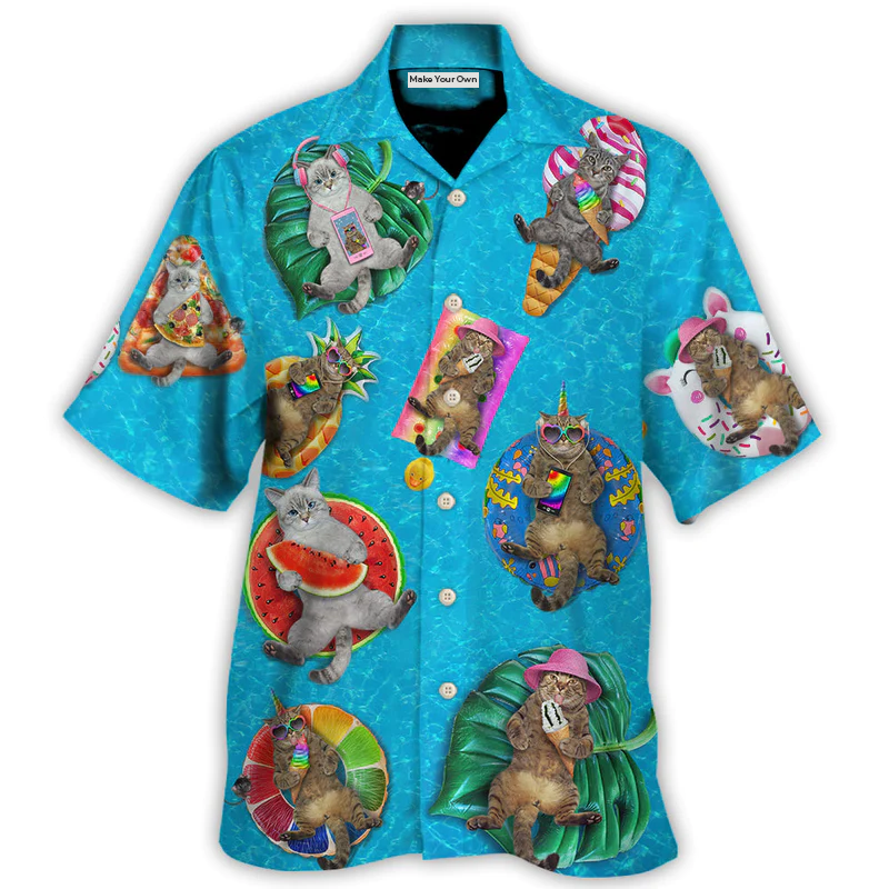 Beach Cat Sunbathing Sunshine Times Tan Lines Hawaiian Shirt Tropical Styling View For Thoughtful Gifting