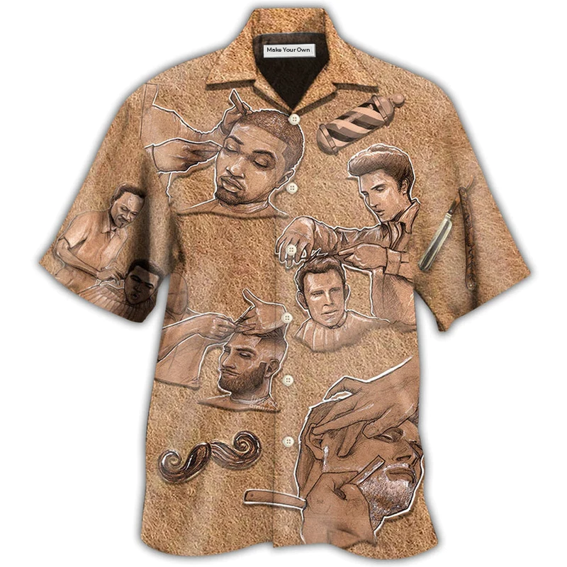 Barber Hawaiian Shirt Artwork Detail For Tropical Trips And Casual Outings