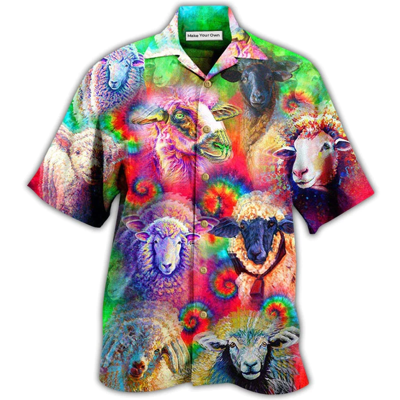 Colorful Sheep Hawaiian Shirt For Coastal Vacations Warm Weather Events And Daily Style