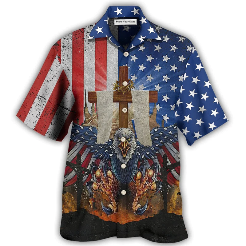 Eagle American Nation Faith Hawaiian Shirt Design Detail For Beach Days And Holiday Travel