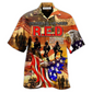 Patriotic Veteran American Heart Beats Hawaiian Shirt Pattern Detail For Vacation Travel And Daily Wear