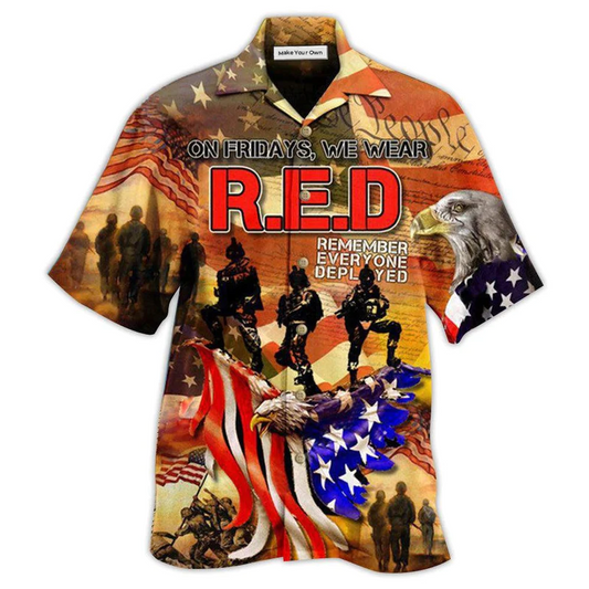 Patriotic Veteran American Heart Beats Hawaiian Shirt Pattern Detail For Vacation Travel And Daily Wear