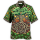 Green Irish Hawaiian Shirt Artwork Detail For Tropical Trips And Casual Outings