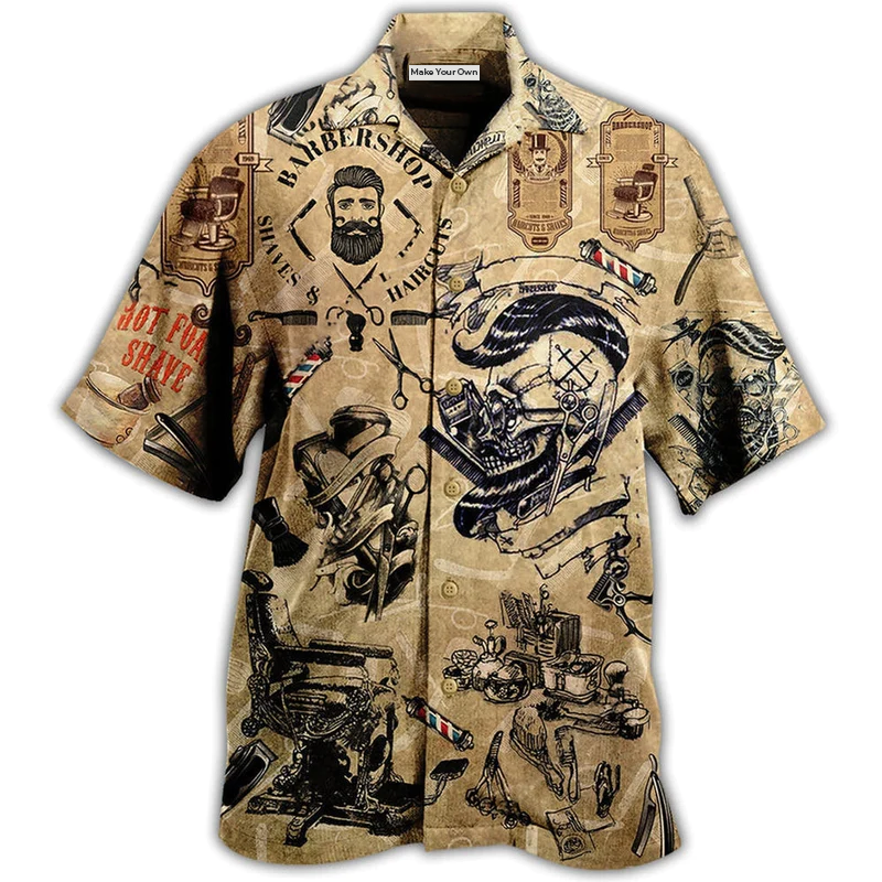 Vintage Barber Hawaiian Shirt For Summer Vacation Beach Travel And Casual Wear