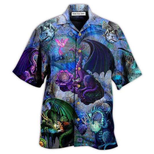 Dragon Timepiece Hawaiian Shirt Pattern Detail For Vacation Travel And Daily Wear