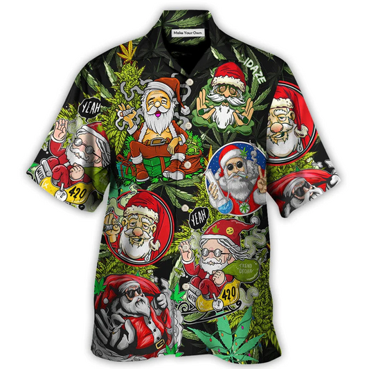 Bohemian Christmas Santa Hippie Hawaiian Shirt All Over Print Detail For Island Holidays