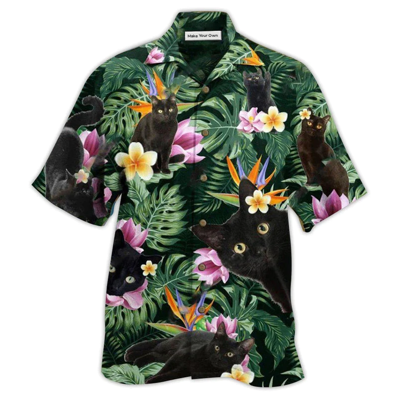 Cat Powered Island Hawaiian Shirt For Summer Vacation And Beach Travel