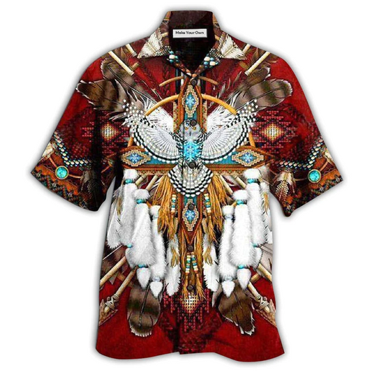 Bohemian Red Dreamcatcher Sunset Hawaiian Shirt For Resort Getaways And Comfortable Summer Activities