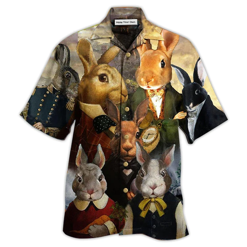 Rabbit Hawaiian Shirt For Tropical Getaways Outdoor Fun And Everyday Wear