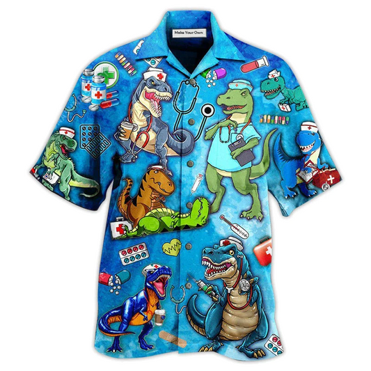 Dinosaur Sorry Nice Nurse Vacation Hawaiian Shirt Pattern Detail For Summer Holidays And Outdoor Fun