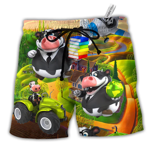 Farm Cow Beach Shorts For Beach Days And Laid Back Styling
