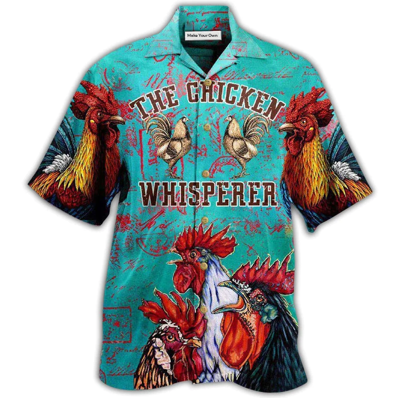 Chicken Whisperer Hawaiian Shirt Pattern Detail For Vacation Travel And Daily Wear