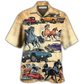 Horse Muscle Car Hawaiian Shirt For Vacation Days And Relaxed Coastal Outings