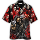 Dark Western Red Skull Smoke Lighting Hawaiian Shirt For Summer Vacation And Beach Travel