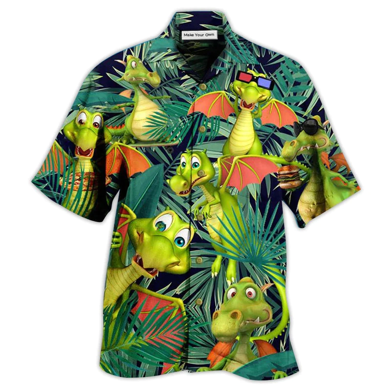 Funny Dragon Summer Hawaiian Shirt Artwork View For Coastal Escapes And Resort Style