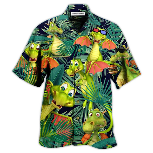 Funny Dragon Summer Hawaiian Shirt Artwork View For Coastal Escapes And Resort Style