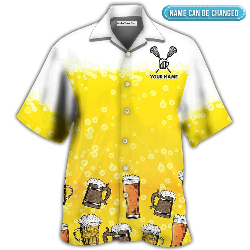 Beer Lacrosse Maybe People Personalized Hawaiian Shirt Pattern View For Relaxed Warm Weather Outfits