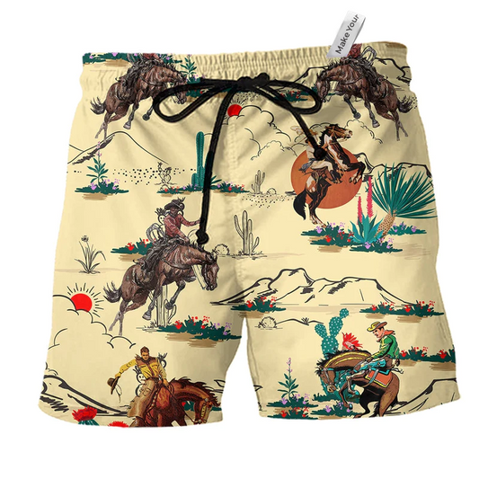 Desert Cowboy Beach Shorts For Tropical Holidays And Easy Warm Weather Wear