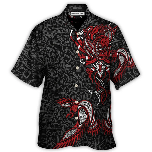Norse Warrior War Raven Hawaiian Shirt Artwork View For Weekend Travel And Beach Style