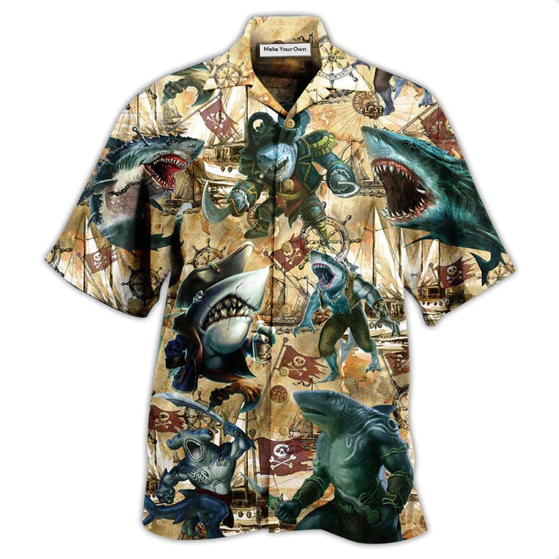 Shark Jawsome Hawaiian Shirt Artwork Detail For Tropical Trips And Casual Outings