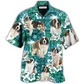 Tropical Green Dog Saint Bernard Hawaiian Shirt Artwork View For Coastal Escapes And Resort Style