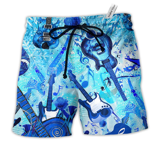 Music So Cool Style Hawaiian Print Beach Shorts For Summer Festivals And Travel