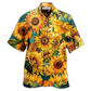 Sunflower Peace Hawaiian Shirt Artwork Detail For Tropical Trips And Casual Outings