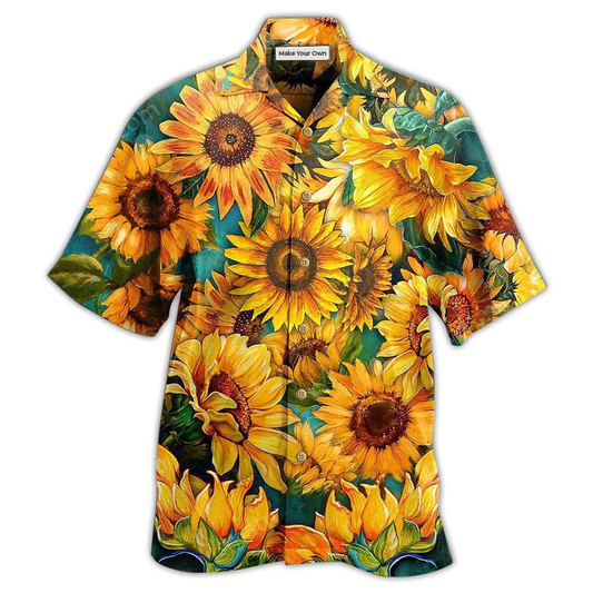 Sunflower Peace Hawaiian Shirt Artwork Detail For Tropical Trips And Casual Outings
