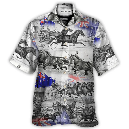 Harness Racing Horse Flag Hawaiian Shirt All Over Print Detail For Tropical Vacations