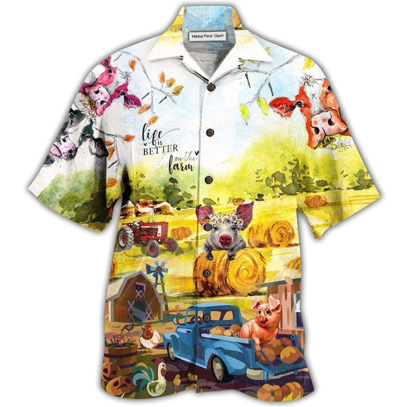 Happy Pig Farm Cow Hawaiian Shirt For Warm Weather Adventures And Everyday Comfort