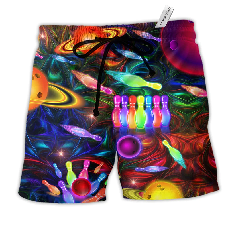 Bowling Space Strike The Universe Color Hawaiian Beach Shorts For Resort Trips And Casual Comfort