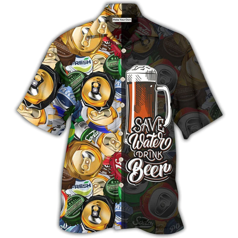 Beer Water Drink Hawaiian Shirt Design View For Casual Summer Styling